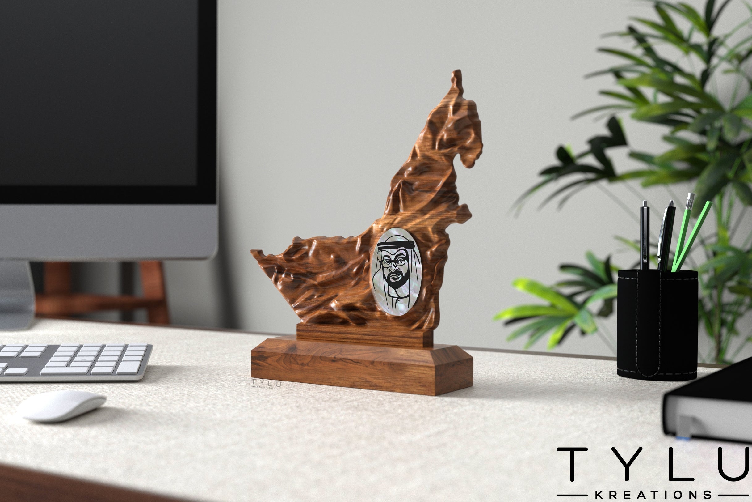UAE Map Table Decor with MBZ Inlay