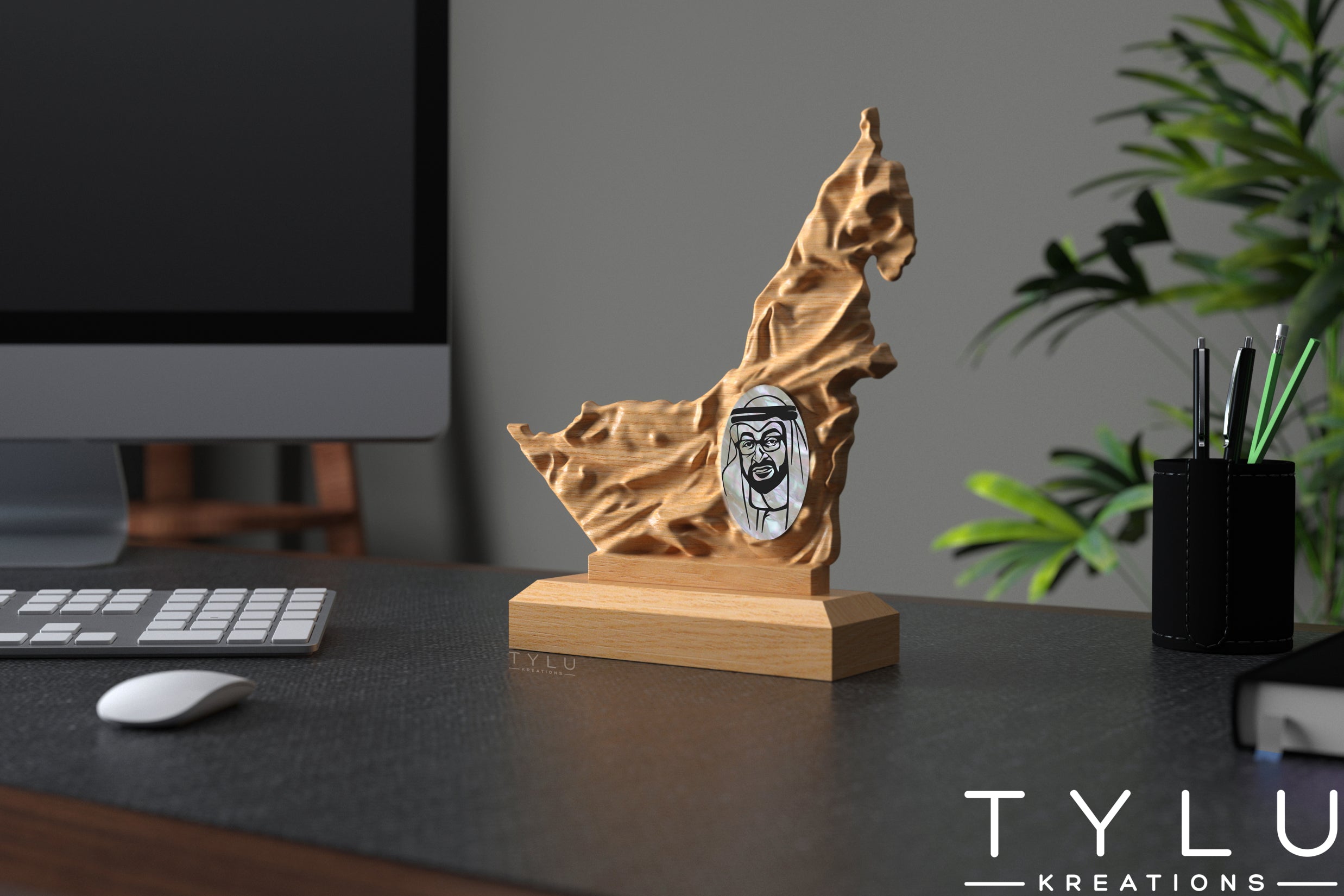 UAE Map Table Decor with MBZ Inlay