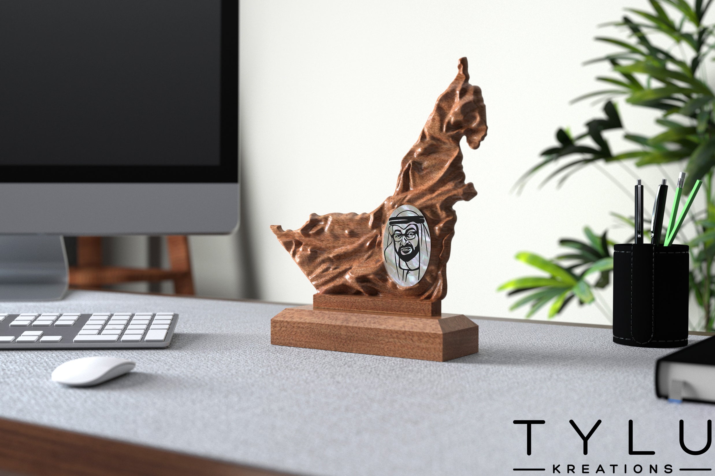 UAE Map Table Decor with MBZ Inlay