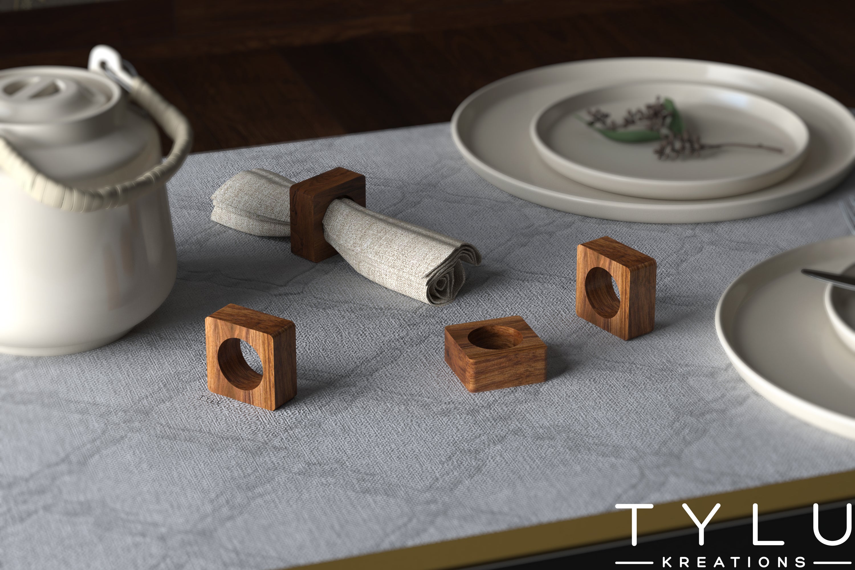 Cube Napkin Rings (Set of 4)